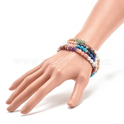 Natural & Synthetic Mixed Gemstone Round Beaded Stretch Bracelet for Women &nbsp;BJEW-JB08336