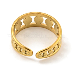 Ion Plating(IP) 304 Stainless Steel Round Wide Open Cuff Ring for Women&nbsp;RJEW-A043-25G