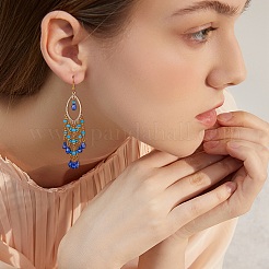 5Pair 5 Style Horse Eye & Ring Chandelier Earrings&nbsp;EJEW-SW00008