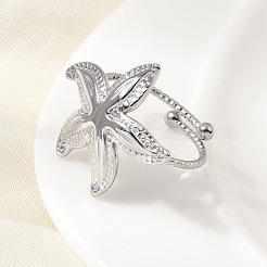 Starfish 304 Stainless Steel Cuff Open Rings for Women&nbsp;RJEW-A105-01P