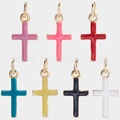 14Pcs 7 Colors Real 18K Gold Plated Eco-Friendly Rack Plating Brass Enamel Pendants&nbsp;KK-BBC0018-80
