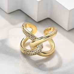 Brass Micro Pave Clear Cubic Zirconia Cuff Rings&nbsp;RJEW-C120-23G