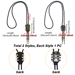 2Pcs 2 Styles Alloy Guitar Pendant Bolo Tie Lariat Necklaces&nbsp;NJEW-GA0001-20