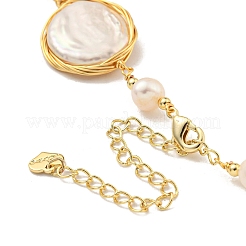 Natural Pearl Oval Link Necklaces&nbsp;NJEW-M214-01G