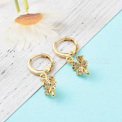 Brass Micro Pave Cubic Zirconia Huggie Hoop Earrings&nbsp;EJEW-JE04531-03