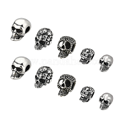 10Pcs 5 Style Retro 304 Stainless Steel European Beads&nbsp;STAS-DC0001-86