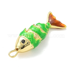 Fish Brass Micro Pave Cubic Zirconia Pendants&nbsp;KK-P342-14A-G