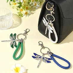 Alloy Enamel & Crystal Rhinestone & PU Leather Strap Keychain&nbsp;KEYC-YW00306-01