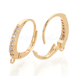 Brass Cubic Zirconia Leverback Earring Findings&nbsp;KK-S340-43G