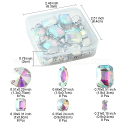 48Pcs 6 Style Horse Eye & Rectangle Octagon & Flat Round Sew on Rhinestone&nbsp;RGLA-FS0001-13