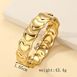 304 Stainless Steel Textured Heart Hinged Cuff Banglesfor Women&nbsp;WG0A2D2-01