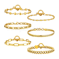 6Pcs 6 Styles Stainless Steel Chain Bracelets Kits&nbsp;BJEW-PH0004-47