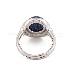 Natural Lapis Lazuli Round Adjustable Rings&nbsp;RJEW-K271-04P-11
