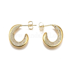 Brass Micro Pave Clear Cubic Zirconia Stud Earrings for Women&nbsp;EJEW-U056-04B-G