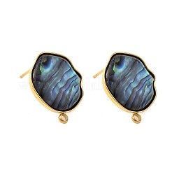 304 Stainless Steel Pave Natural Paua Shell Stud Earring Findings&nbsp;STAS-Z125-03G