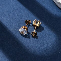 304 Stainless Steel Micro Pave Clear Cubic Zirconia Stud Earrings&nbsp;EJEW-P299-01E-G