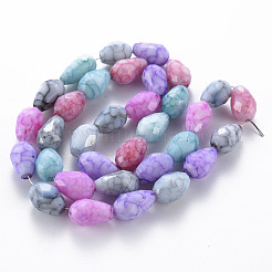 Opaque Baking Paint Crackle Glass Beads Strands&nbsp;EGLA-T008-17F