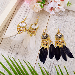 2Pairs 2 Colors Feather Chandelier Earrings&nbsp;EJEW-TA0001-81F