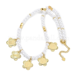 Round ABS Imitation Pearl Beaded Necklaces&nbsp;NJEW-P317-14G
