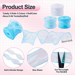 3Rolls 3 Styles Fishtail Yarn/Polyester Iridescent Ribbon for Bowknot Making&nbsp;OCOR-TA0004-19