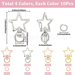 40Pcs 4 Colors Star Shape Zinc Alloy Swivel Lobster Clasps&nbsp;FIND-SP0001-21