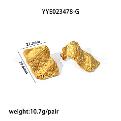 1Pair French Vintage Textured Rectangle 304 Stainless Steel Stud Earrings&nbsp;LR2156-1