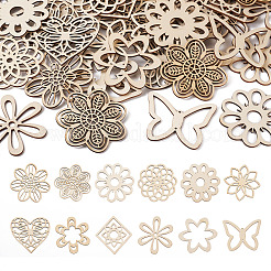 24pcs 12 Styles Unfinished Natural Poplar Wood Filigree Joiners Links&nbsp;WOOD-TA0001-81