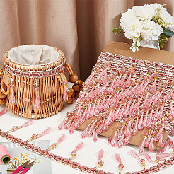 12M Polyester Fringe Lace Trims&nbsp;SRIB-WH0026-26A