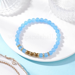 4Pcs 4 Colors 6.5MM Natural Dyed Malaysia Jade Round Beaded Stretch Bracelet Sets for Women&nbsp;BJEW-JB12267