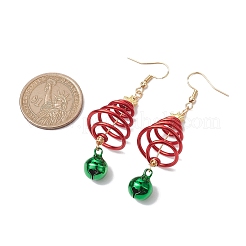 Aluminum Wire Wrapped Christmas Tree Dangle Earrings&nbsp;EJEW-JE05829-02