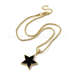 Brass Enamel Star Pendant Necklaces for Women&nbsp;NJEW-K381-09G-01