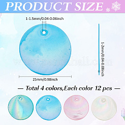 48Pcs 4 Styles AB Color Plated Natural Capiz Shell Pendants&nbsp;SSHEL-ME0001-04