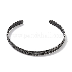 316 Surgical Stainless Steel Leaf Open Cuff Bangles for Women&nbsp;BJEW-P319-03B-AS