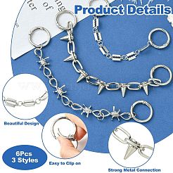 6Pcs 3 Styles Hip-hop Style Stainless Steel Shoe Chains&nbsp;FIND-CJ0003-91