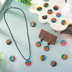 36Pcs 9 Colors Transparent & Opaque Resin & Walnut Wood Pendants&nbsp;RESI-TA0004-60