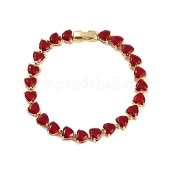 Brass Micro Pave Red Cubic Zirconia Link Chain Bracelets for Women&nbsp;BJEW-M047-01A