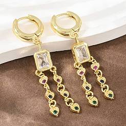 Brass Micro Pave Cubic Zirconia Chandelier Earrings&nbsp;KK-CBA8324-15G