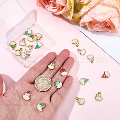 24Pcs 6 Colors Printed Light Gold Tone Alloy Pendants&nbsp;ENAM-BM0001-33