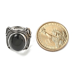 Natural Obsidian Adjustable Rings&nbsp;RJEW-I108-02AS-12