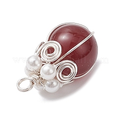 4Pcs 4 Styles Natural Carnelian & Rose Quartz & Green Aventurine & Tiger Eye Pendants&nbsp;PALLOY-TA00321-02
