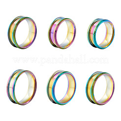6Pcs 6 Style 201 Stainless Steel Engravable Grooved Finger Rings Set for Women&nbsp;RJEW-YS0001-02
