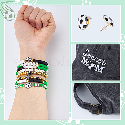 Polymer Clay & Brass Acrylic Beaded Stretch Bracelets & Football Alloy Enamel Stud Earrings & Polyester Baseball Cap&nbsp;BJEW-PH02021
