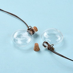 Flat Round Glass Cork Bottles Ornament&nbsp;GLAA-D002-09