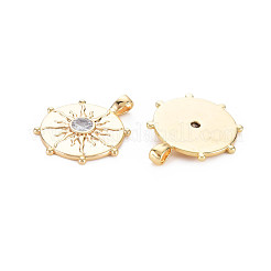 Brass Micro Pave Clear Cubic Zirconia Pendants&nbsp;KK-S364-031