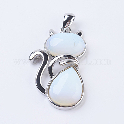 Natural & Synthetic Mixed Stone Kitten Pendants&nbsp;G-P352-B
