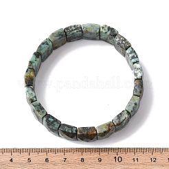 Rectangle Natural African & Turquoise Beads Stretch Bracelets for Women Men&nbsp;BJEW-Z149-01A