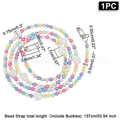 Rainbow Macaron Color Resin Round & Rose Beaded Mobile Phone Straps&nbsp;DIY-WH0401-73