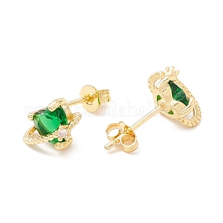 Brass Micro Pave Cubic Zirconia Stud Earring&nbsp;EJEW-C021-01G