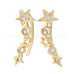 Brass Pave Cubic Zirconia Stud Crawler Earrings&nbsp;KK-CBAA351-14G-03