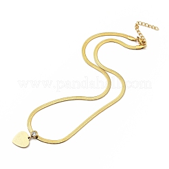 Crystal Rhinestone Heart Pendant Necklace with Herringbone Chains&nbsp;NJEW-I116-04G